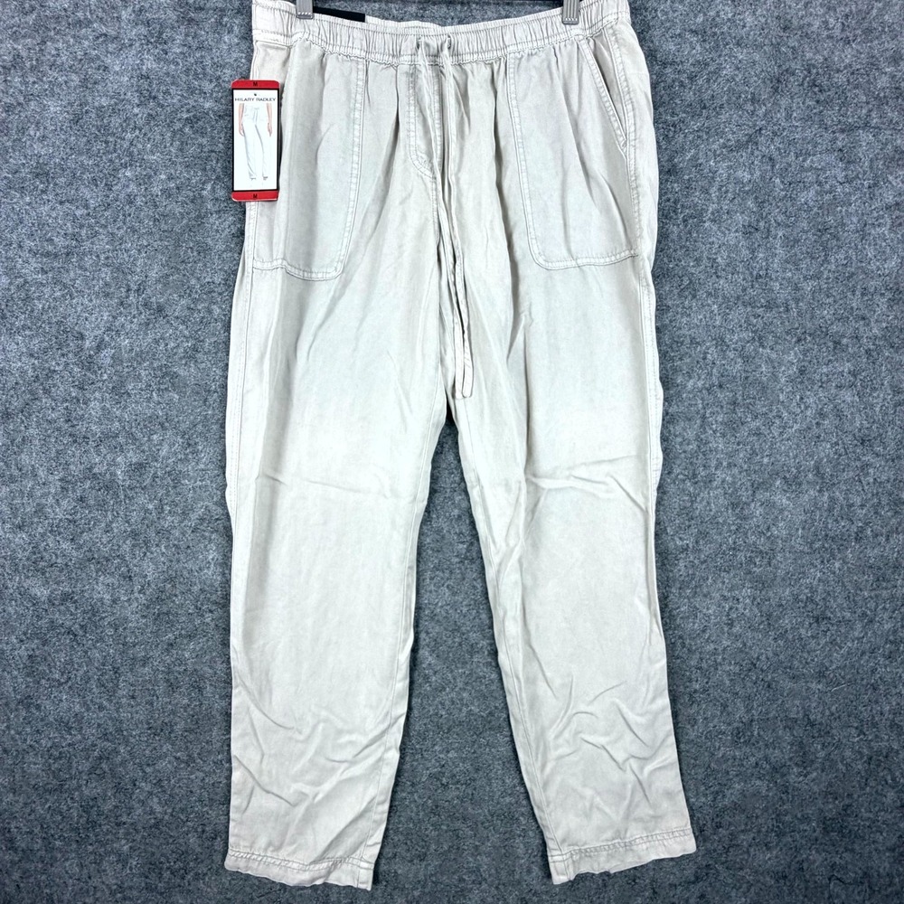 Hilary Radley Pant Womens Medium Gray Tencel Slim Leg Drawstring Waist Travel